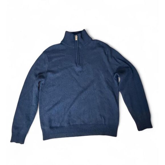 J Crew Mercantile Men's 1/4 Zip Sweater Pullover Jacket Navy Blue - Picture 2 of 3